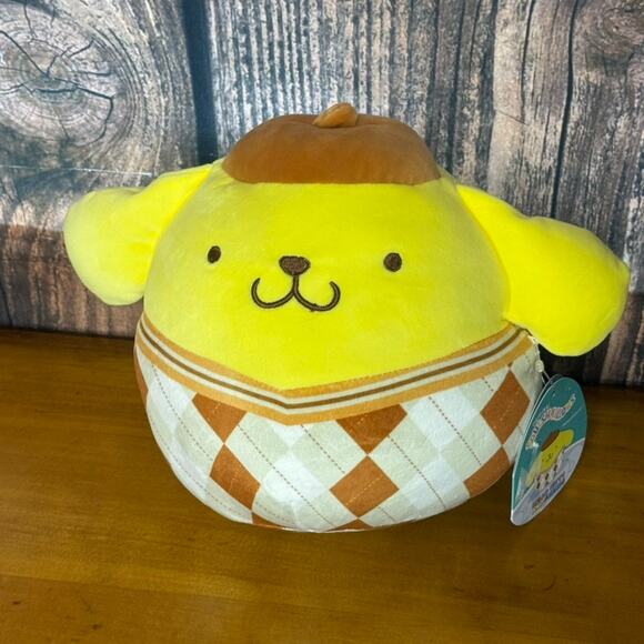 NWT Squishmallows 8" Hello Kitty Pompompurin Plaid Plush Toy - Picture 1 of 4